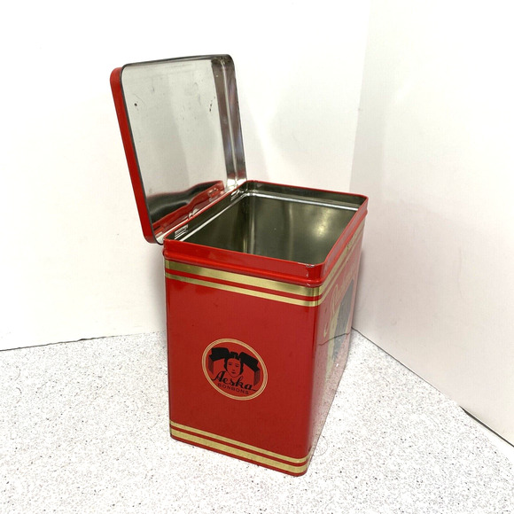 Vintage Rachengold Hustenbonbons tin red & gold hinged lid Aeska Bonbons kitchen - Picture 8 of 11
